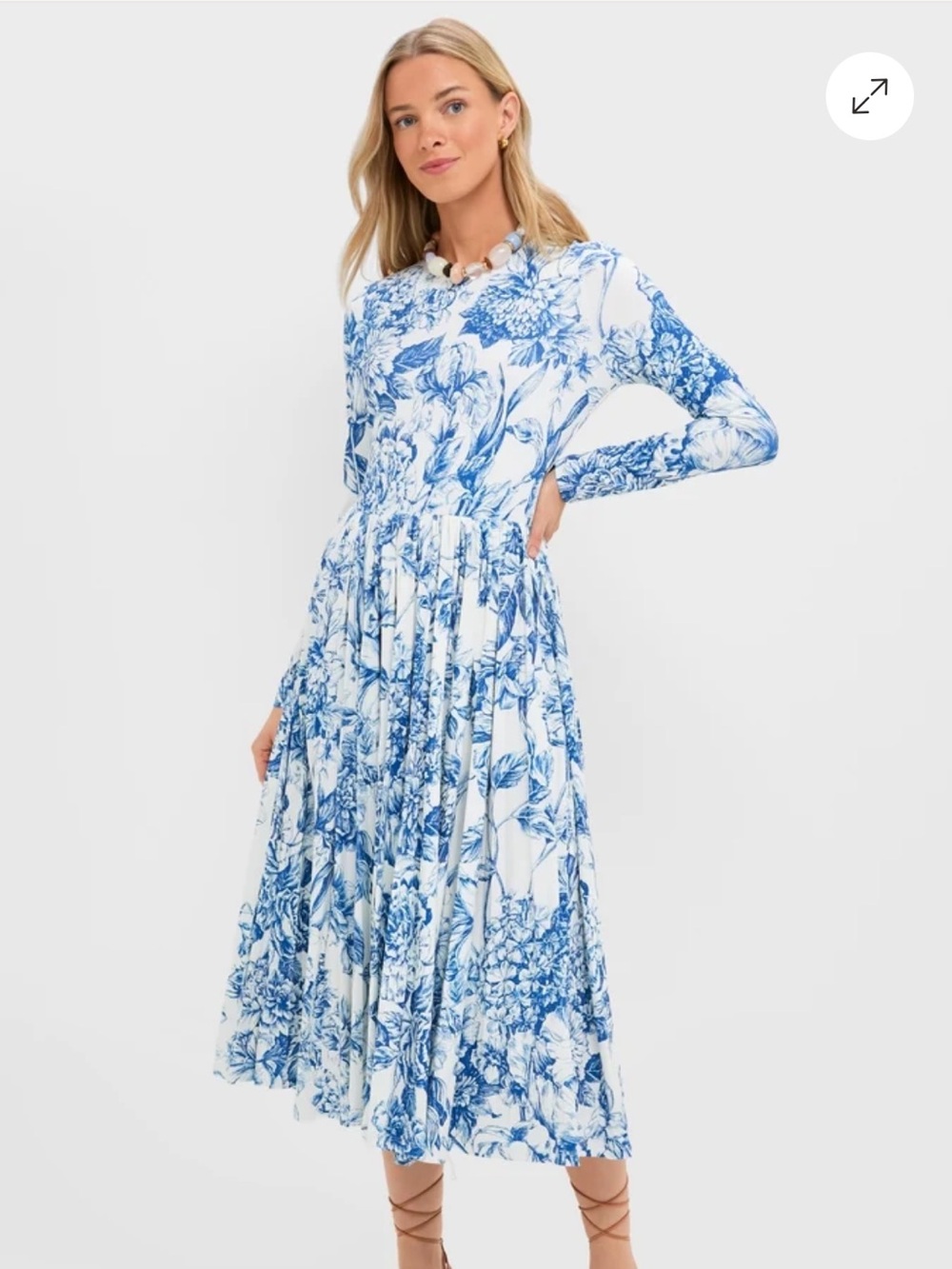 NWT: Tuckernuck Hyacinth House Blue Floral Jersey Pemberton Midi Dress, Medium